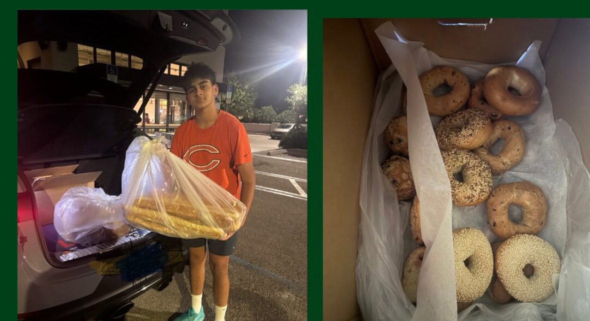 Panera Bread donation pickup with bagels for food rescue